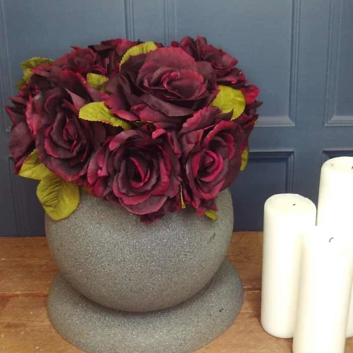 Artificial English Roses Bundle Burgundy 24cm - R486 N4
