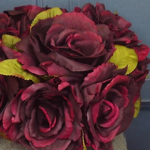Artificial English Roses Bundle Burgundy 24cm - R486 N4