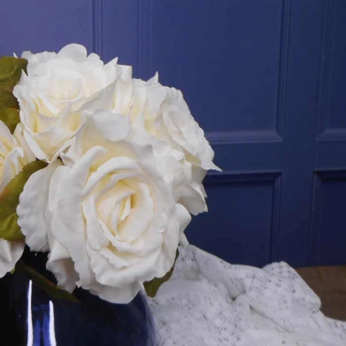 Artificial English Roses Bundle Cream Ivory 24cm - R455 KK3