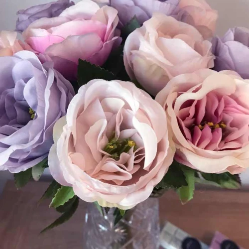 Artificial Cabbage Roses Peach 41cm - R277 BX7