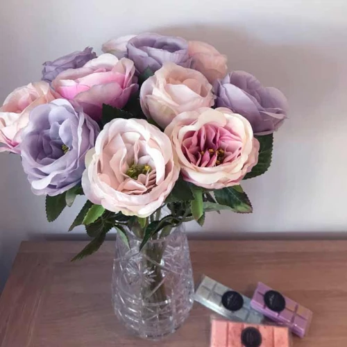 Artificial Cabbage Roses Lavender 41cm - R281 U4