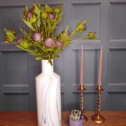 Artificial Thistle and Leaves Spray Purple 69cm - T076 BX10