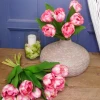 Artificial Bicolour Tulips Bouquet Pink 40cm  - T028 Q3