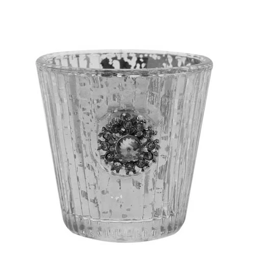 Mercury Glass Votive Candle Holder Antique Silver - GL090 8D