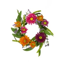Artificial Flowers Candle Ring Daisies and Gerberas 28cm - G078 H3