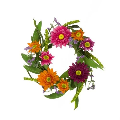 Artificial Flowers Candle Ring Daisies and Gerberas 28cm - G078 H3