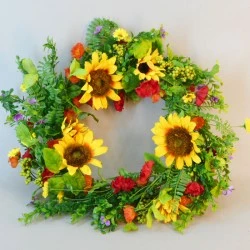 Artificial Sunflowers Wreath 55cm - S036 R4