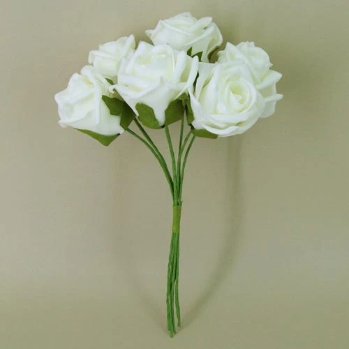 Colourfast Cottage Foam Roses Bundle Ivory 6 Pack 24cm - R295 T4