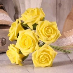 Colourfast Cottage Foam Roses Bundle Yellow 6 Pack 24cm - R270 U2