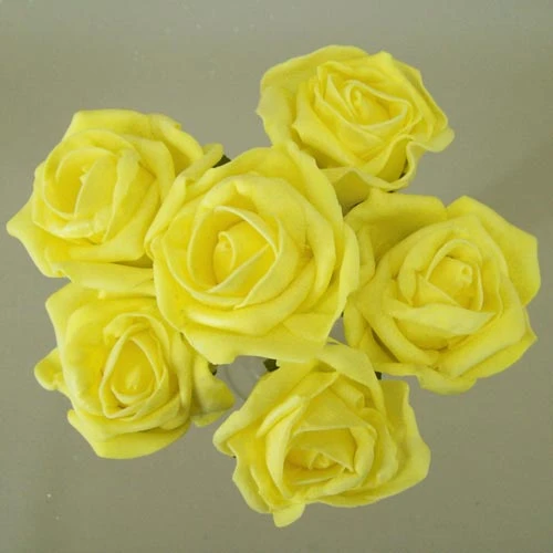 Colourfast Cottage Foam Roses Bundle Yellow 6 Pack 24cm - R298 BX5