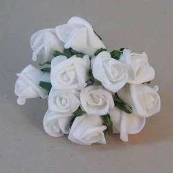 Colourfast Foam Roses White Bud 12 pack 18cm - R182 U3