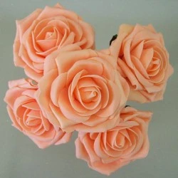 Colourfast Foam Roses Large Apricot 5 Pack 25cm - R332 T4