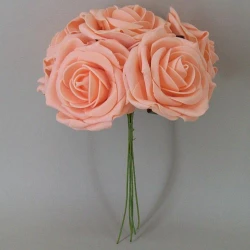 Colourfast Foam Roses Large Apricot 5 Pack 25cm - R332 T4