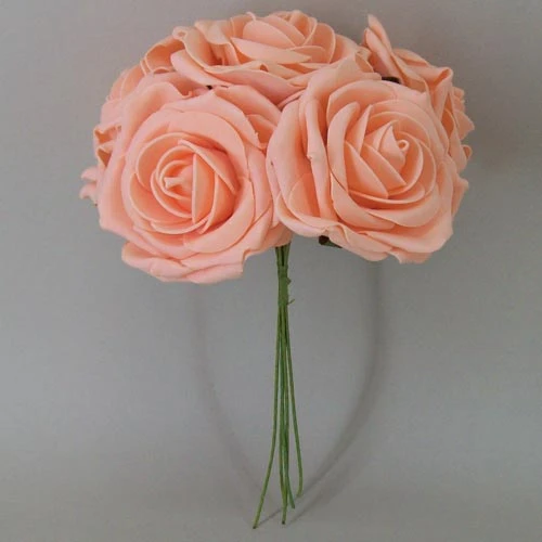Colourfast Foam Roses Large Apricot 5 Pack 25cm - R332 T4