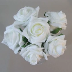 Colourfast Foam Roses  Large Ivory 6 Pack 25cm - R333 N4