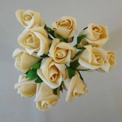 Colourfast Foam Rose Buds Champagne 12 pack 18cm - R631 T3
