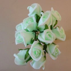 Colourfast Foam Rose Buds Mint Green 12 pack 18cm - R634 U4