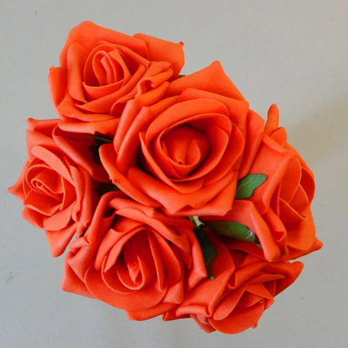 Colourfast Cottage Foam Roses Bundle Orange 6 Pack 24cm - R610 T3
