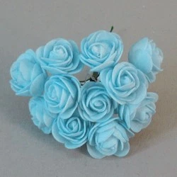 Mini Princess Foam Roses Bunch Baby Blue 12 pack 10cm - R719 BX17