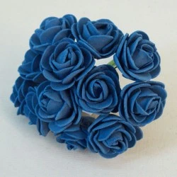 Mini Princess Foam Roses Bunch Blue 12 pack 10cm - R718 T4