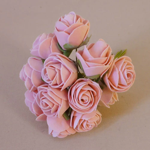 Mini Princess Foam Roses Bunch Vintage Pink 12 pack 10cm - R774 II4