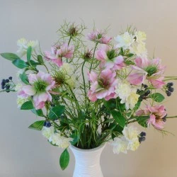 Artificial Nigella Love in the Mist Pink 65cm - N015 J3