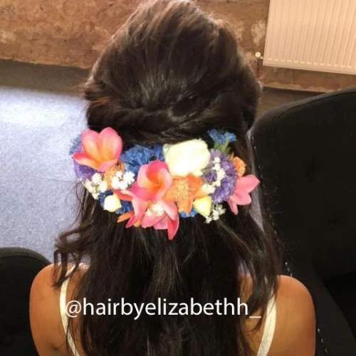 Pink Blue and Purple Flower Comb - COMB007