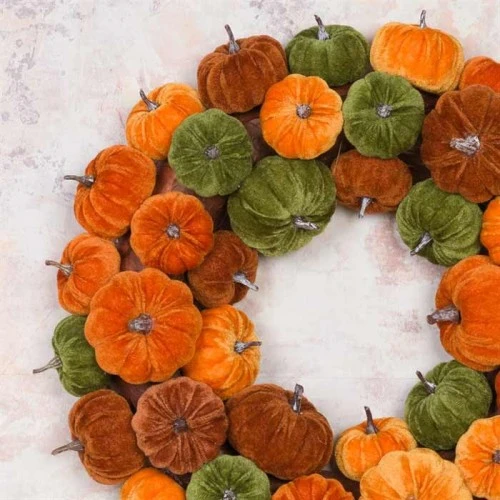 Velvet Pumpkins Wreath 46cm - PUM016