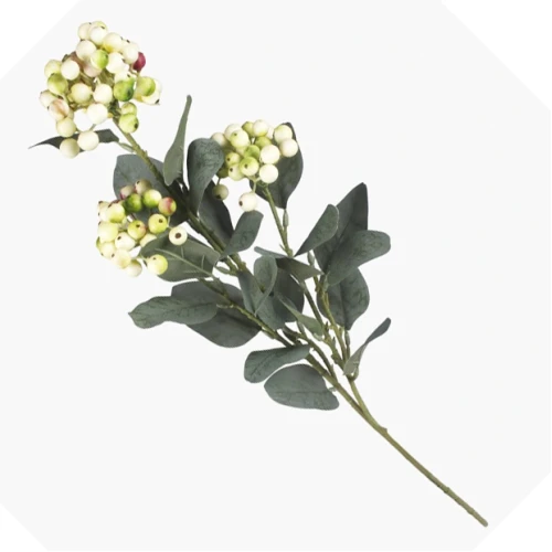 Faux Wild Berries Branch Cream 65cm - BER024 M1