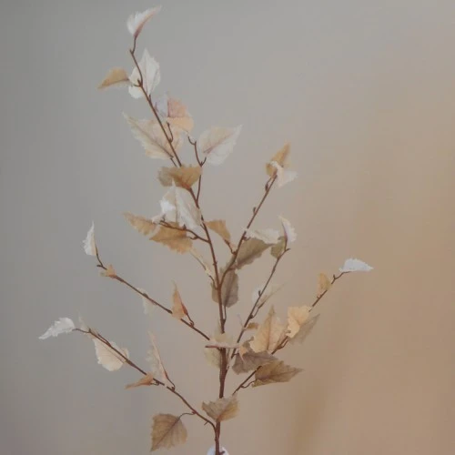 Artificial Birch Leaves Branch Cream Brown 92cm - BIR006 AA3