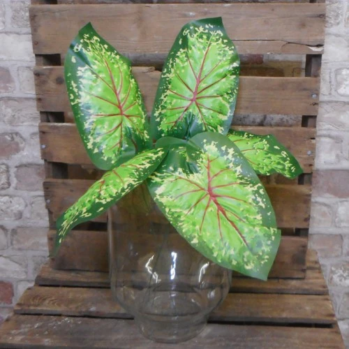 Artificial Caladium Leaf Green Red 43cm - CAL002 C3