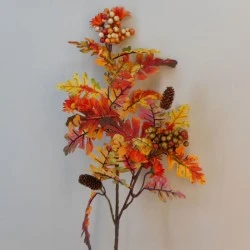Artificial Oak Leaves and Berry Branches 83cm - OAK014 AA4