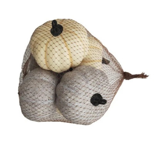 Pack of 6 Mini Artificial Pumpkins Grey and Cream 10cm - PUM019