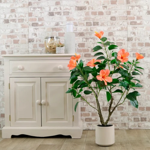 Artificial Hibiscus Tree Orange 90cm - B023