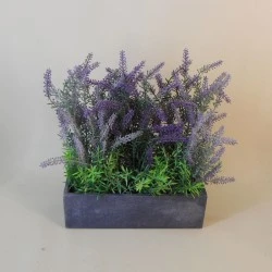 Artificial Plants Lavender in Slate Trough - LAV015 1D