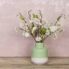 Artificial Flower Arrangement | White Blossom in Green Vase - BLV002 