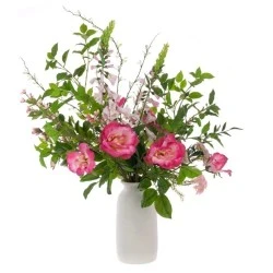 Artificial Flower Arrangement | Foxgloves and Roses Vase 100cm - FOX001 6D