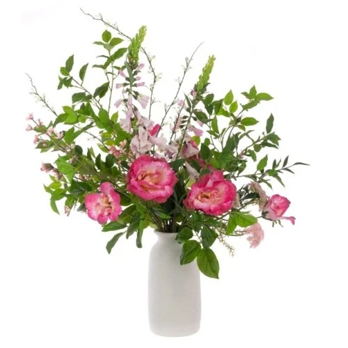 Artificial Flower Arrangement | Foxgloves and Roses Vase 100cm - FOX001 6D