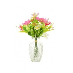 Artificial Flower Arrangement Pink Garden Flowers in Vintage Style Vase - GAR006 3D