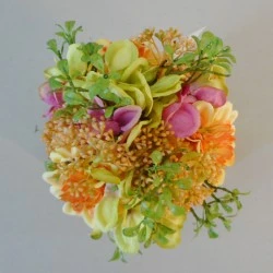 Artificial Flower Arrangement | Dahlias and Hydrangeas Yellow - DAH006 3D