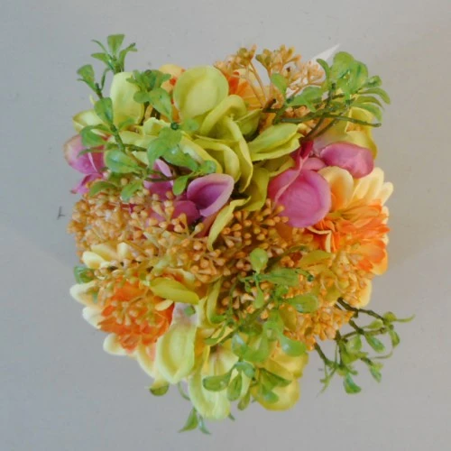 Artificial Flower Arrangement | Dahlias and Hydrangeas Yellow - DAH006 3D