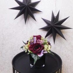 Burgundy Roses and Green Hydrangeas Artificial Flower Arrangements - ROS019 3C