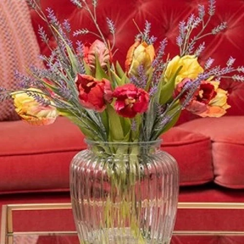 Artificial Flower Arrangements | Tulips and Lavender Vase - TUL001 2B