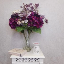 Statement Artificial Flower Arrangement | Aubergine Hydrangeas and Berries - HYD008 1B