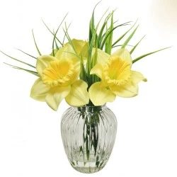 Daffodils in Ribbed Vase | Artificial Flower Arrangements - DAF002 5A
