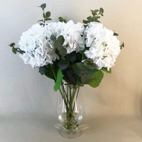 Elegant White Hydrangeas Vase | Artificial Flower Arrangements - HYD015 1B