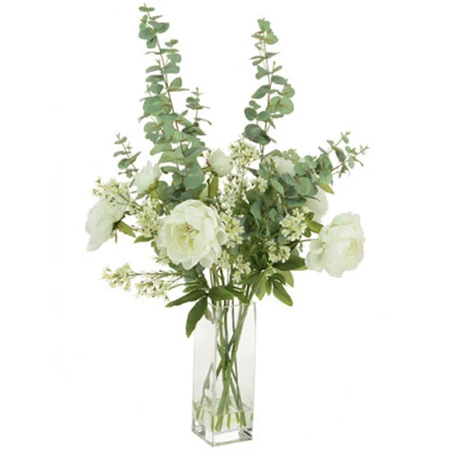 Elegant White Peonies Vase | Artificial Flower Arrangements - PEO008 