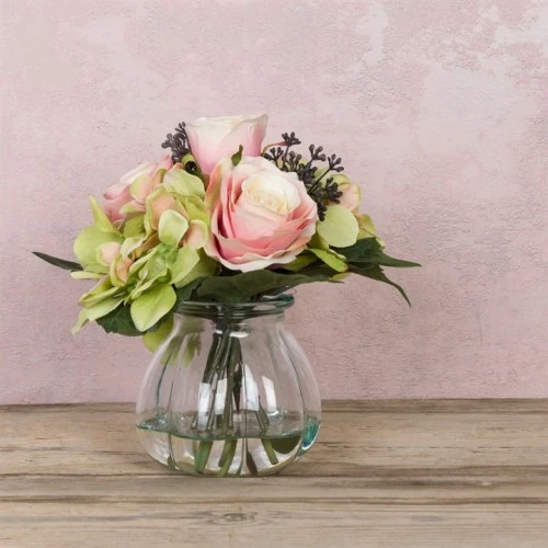 Artificial Flower Arrangement | Pink Roses and Hydrangeas - RHV008 