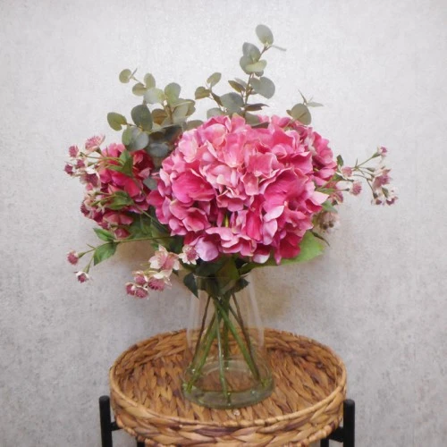 Centerpiece Arrangement | Pink Artificial Hydrangeas & Eucalyptus - HYD021 1B