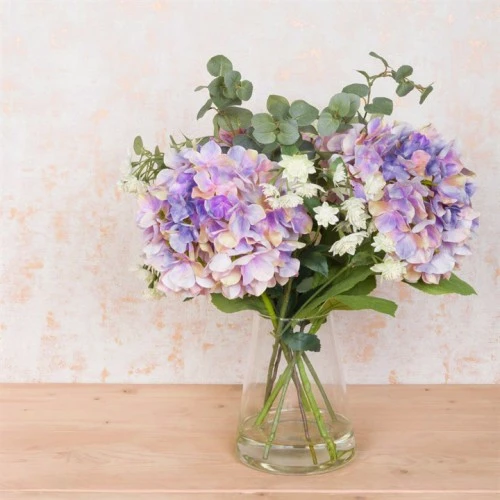 Centerpiece Arrangement | Mauve Artificial Hydrangeas & Eucalyptus - HYD022